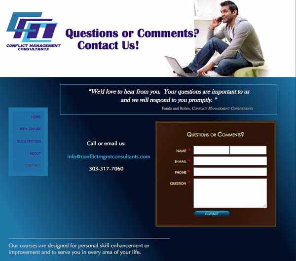 Conflict Management Consultants Contact page
