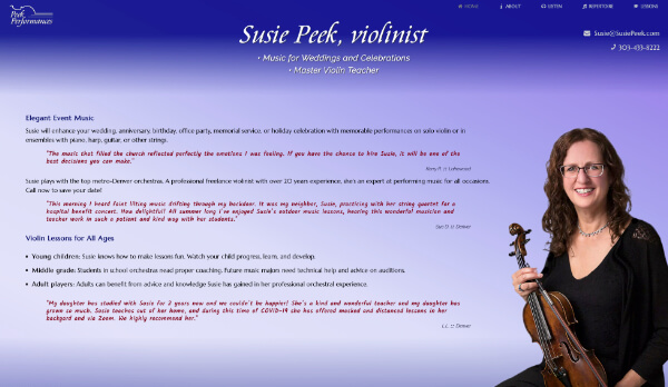 Denver event violinist Susie Peek's Home page